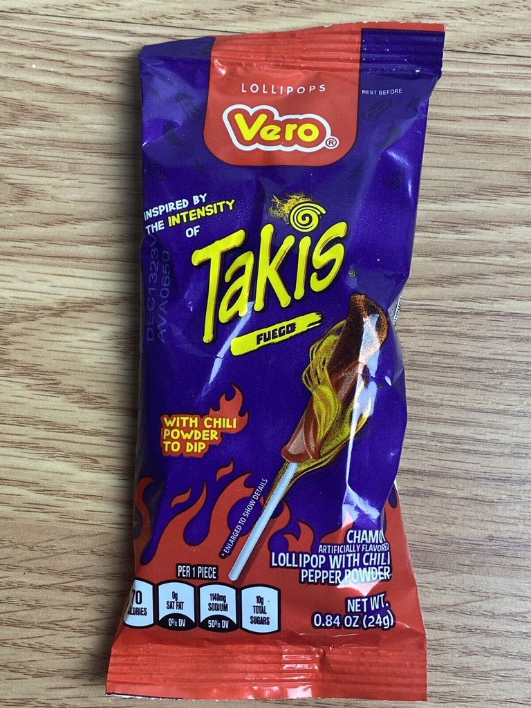 TAKIS PALETA FUEGO CON CHILITO EN POLVO 24 G