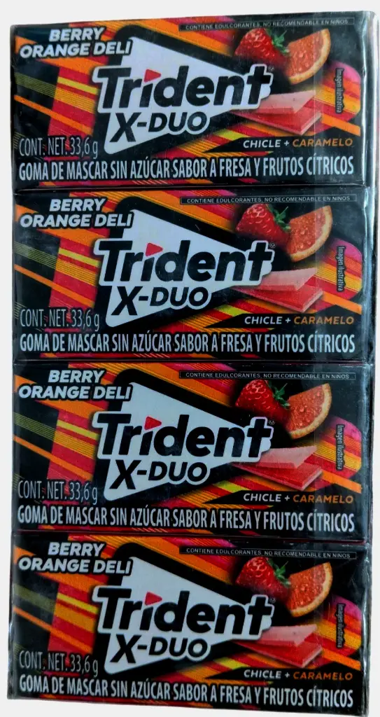 TRIDENT X-DUO BERRY ORANGE DELI 403.2 G / 12 PIEZAS 