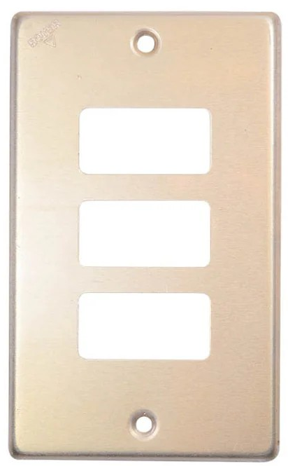 PLACA DE ALUMINIO PARA 3 MODULOS COLOR DORADO 