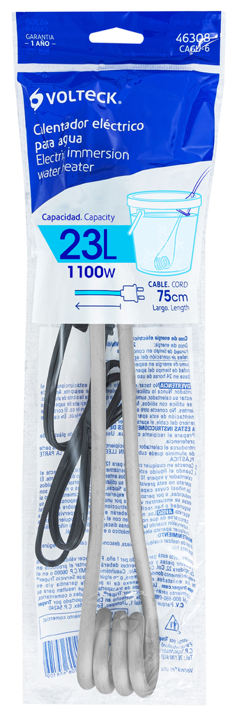 CALENTADOR DE INMERSION P/AGUA #6 DE 23 L 1100 W VOLTECK (46308)