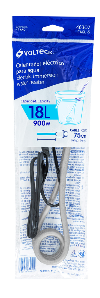 CALENTADOR DE INMERSION P/AGUA #5 DE 18 L, 900 W, VOLTECK (46307)