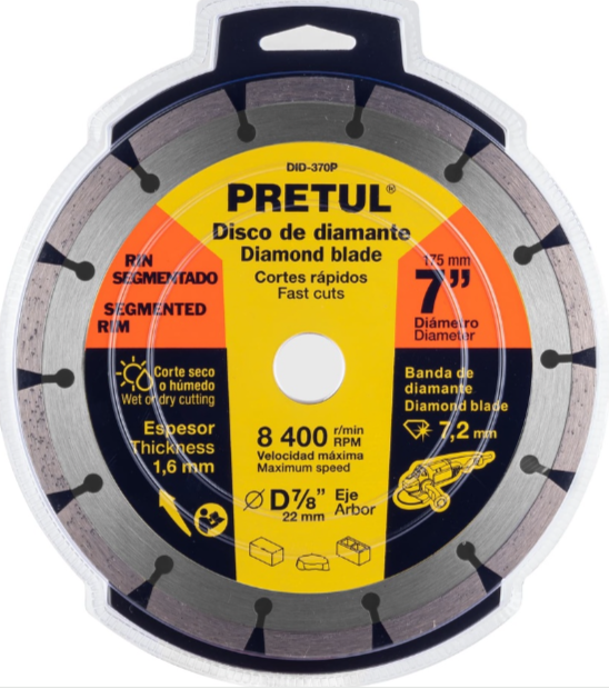 DISCO DE DIAMANTE DE 7" X 1.6 MM RIN SEGMENTADO PRETUL (27033)