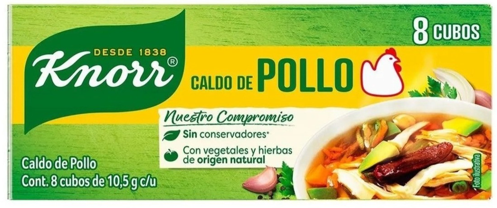 KNORR CALDO DE POLLO 84 G / 8 CUBOS