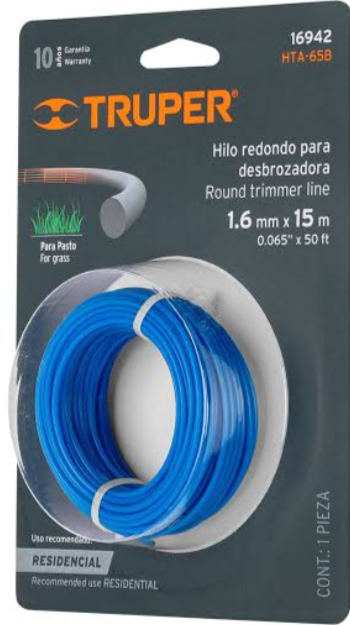 ROLLO DE HILO PARA DESBROZADORA 1.6 MM X 15 M TRUPER (16942)