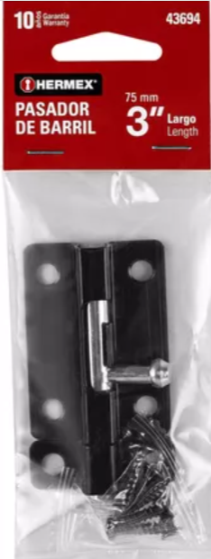 PASADOR DE BARRIL 3" DE ACERO ACABADO NEGRO HERMEX (43694)