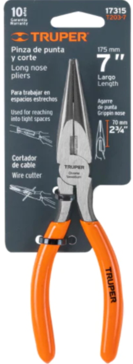 PINZA DE PUNTA Y CORTE 7" MANGO DE PVC TRUPER (17315)