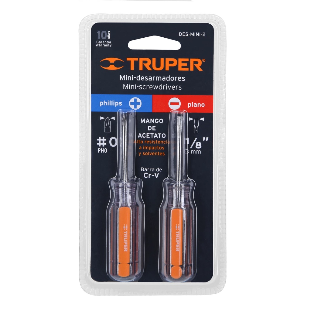 DUO DE MINI DESARMADORES MANGO DE ACETATO TRUPER (14199)