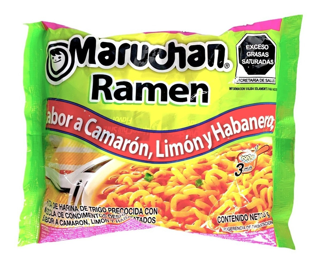 MARUCHAN RAMEN SABOR CAMARON LIMON Y HABANERO 85 G