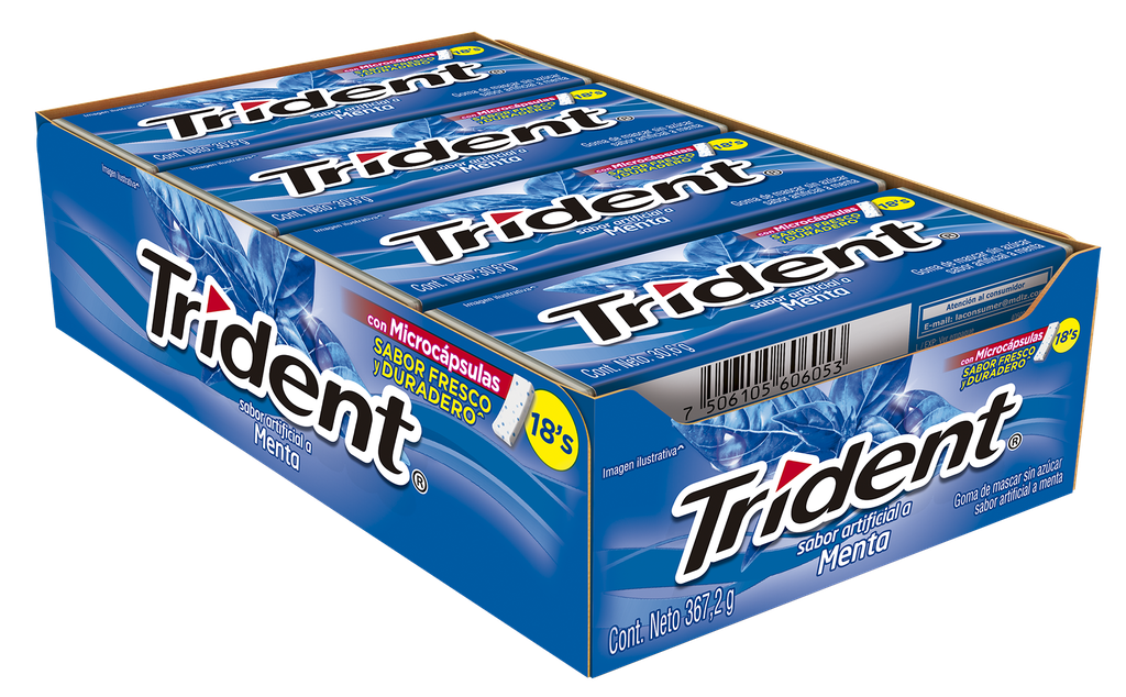 TRIDENT 18S VAL-U-PAK MENTA 367.2 G / 12 PIEZAS