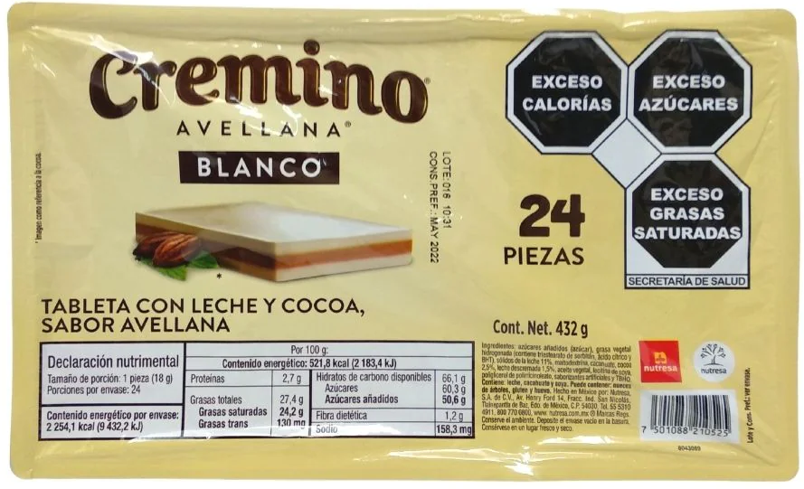 CREMINO AVELLANA BLANCO 432 G / 24 PIEZAS