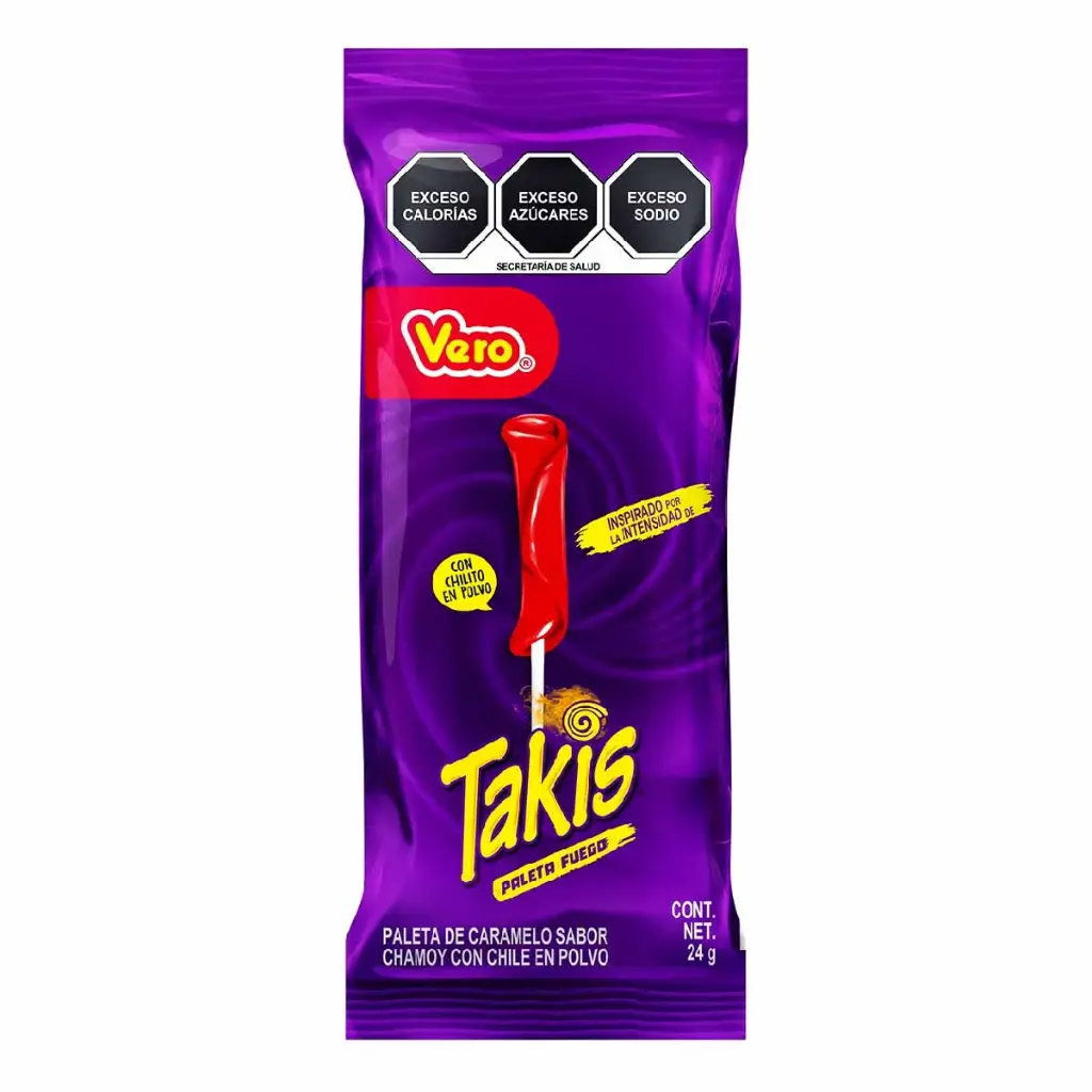 TAKIS PALETA FUEGO CON CHILITO EN POLVO 24 G