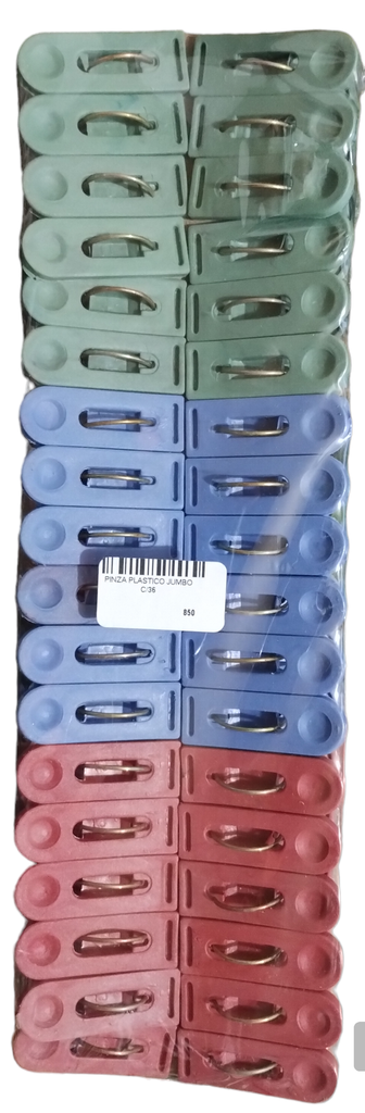 PINZA PLASTICO JUMBO CON 36 PIEZAS