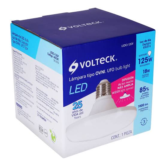 LAMPARA LED TIPO OVNI 18 W LUZ DE DIA EN CAJA VOLTECK (46091)