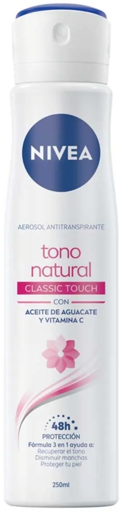 NIVEA ANTITRANSPIRANTE TONO NATURAL CLASSIC TOUCH ACEITE DE AGUACATE Y VITAMINA C 250 ML