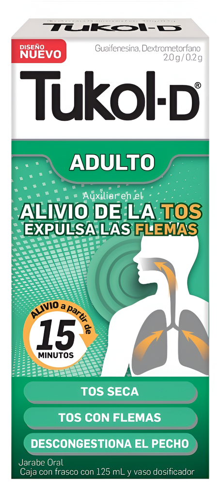 TUKOL-D ADULTO GUAIFENESINA 2 G/DEXTROMETORFANO 0.2 G/100 ML 125 ML