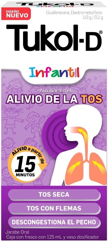 TUKOL-D INFANTIL GUAIFENESINA 1 G/DEXTROMETORFANO 0.1 G/100 ML 125 ML