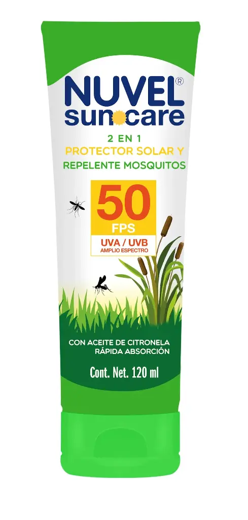 NUVEL SUNCARE 2 EN 1 50 FPS PROTECTOR SOLAR Y REPELENTE MOSQUITOS 120 ML