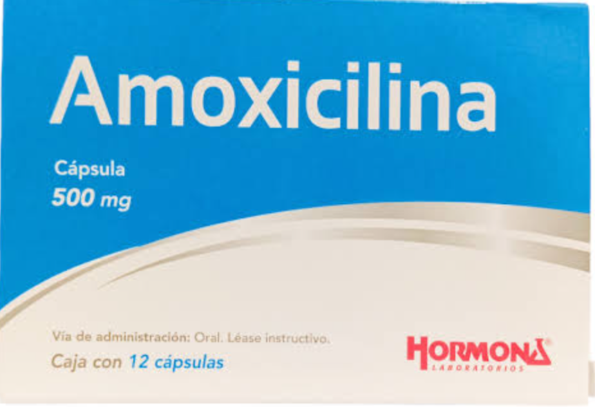 AMOXICILINA 500 MG 12 CAPSULAS CAJA AZUL CON BLANCO