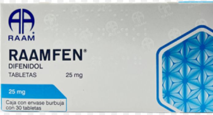 RAAMFEN DIFENIDOL TABLETA 25 MG 30 TABLETAS