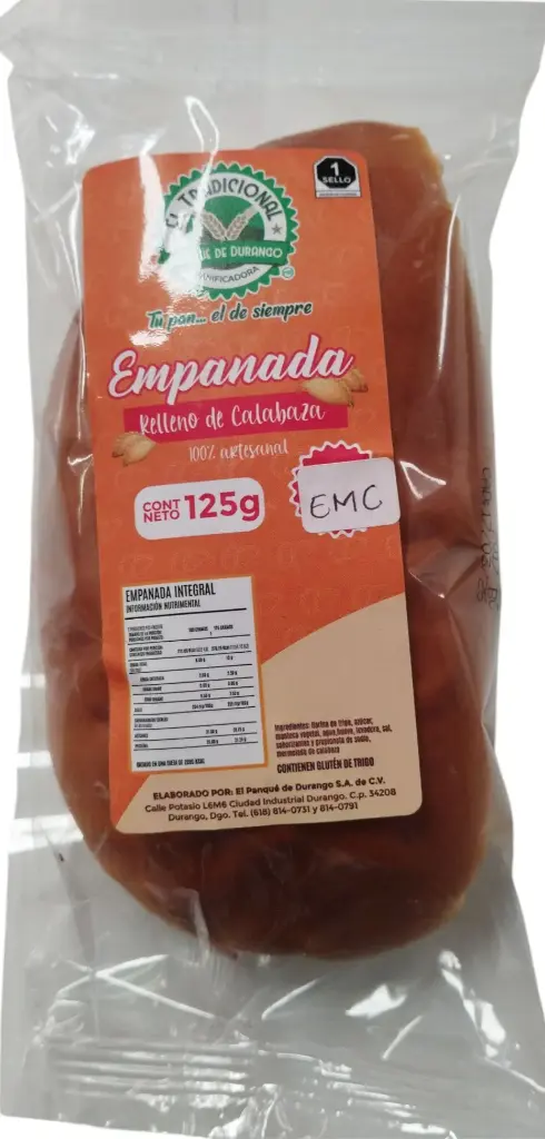 PANQUE DE DURANGO EMPANADA DE CALABAZA 125 G EMC