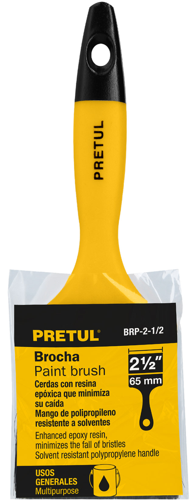 BROCHA USO GENERAL DE 2-1/2" CON MANGO DE PLASTICO, PRETUL (21527)