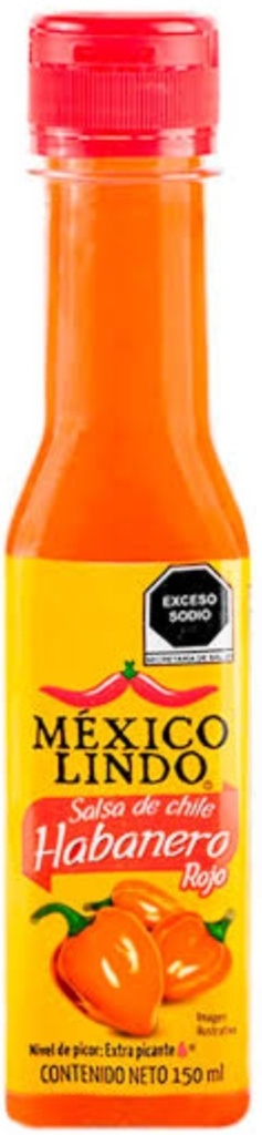 MEXICO LINDO SALSA DE CHILE HABANERO ROJO 150 ML