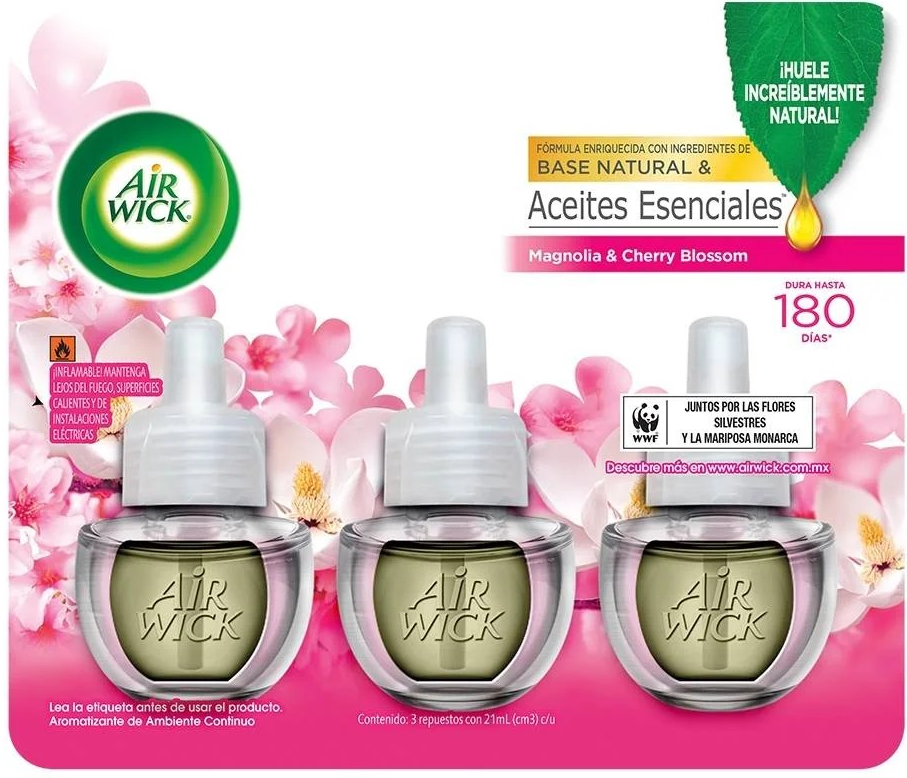 AIR WICK ACEITES ESENCIALES MAGNOLIA & CHERRY BLOSSOM 3 PIEZAS 