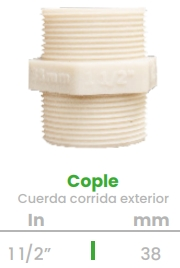 (CONEKTA) COPLE CUERDA CORRIDA EXTERIOR 1-1/2"