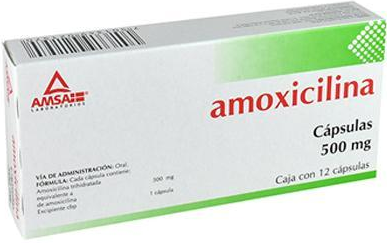 AMOXICILINA 500 MG 12 CAPSULAS CAJA VERDE CON BLANCO