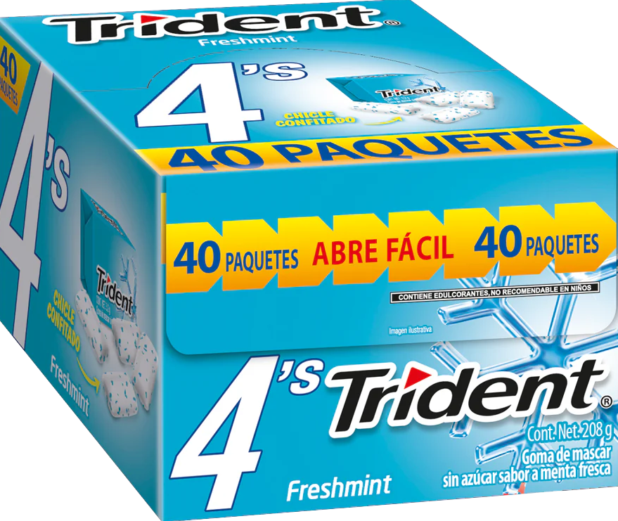 TRIDENT 4S FRESHMINT 208 G / 40 PIEZAS