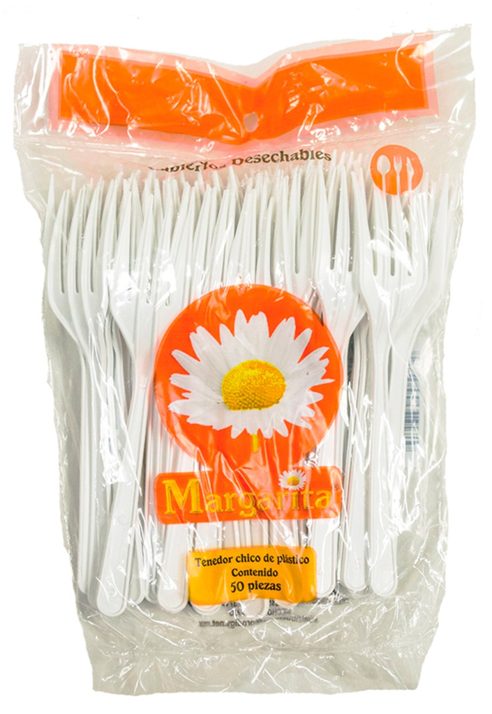 MARGARITA TENEDOR CHICO DE PLASTICO 50 PIEZAS