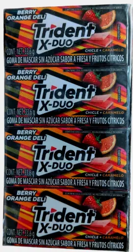 TRIDENT X-DUO BERRY ORANGE DELI 403.2 G / 12 PIEZAS 