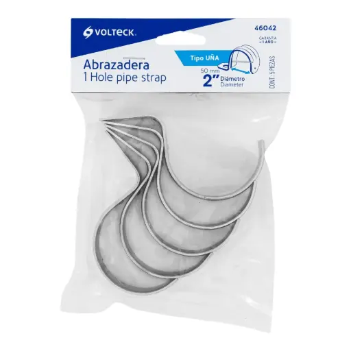 BOLSA CON 5 ABRAZADERAS TIPO UÑA 2" PARA TUBO PARED DELAGADA VOLTECK (46042)