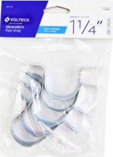 BOLSA CON 5 ABRAZADERAS 1-1/4" TIPO OMEGA PARA TUBO VOLTECK (46030)