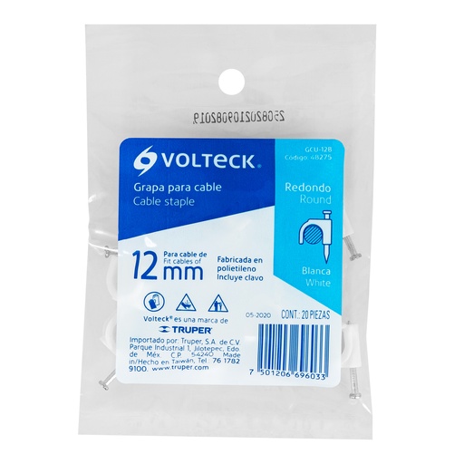 BOLSA CON 20 GRAPAS BLANCAS DE 12 MM PARA CABLE REDENDO (48275)