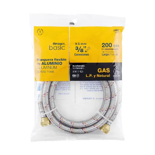 MANGUERA PARA GAS ALUMINIO 3/8" X 200 CM FOSET BASIC (24063)