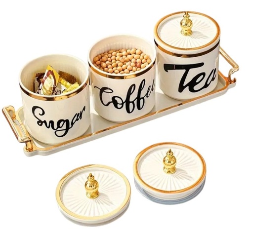 JUEGO DE 3 TARROS TEA COFFE SUGAR ALMACENAMIENTO PARA COCINA