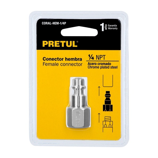 CONECTOR RAPIDO TIPO M CUERDA 1/4 NPT HEMBRA PRETUL (27022)