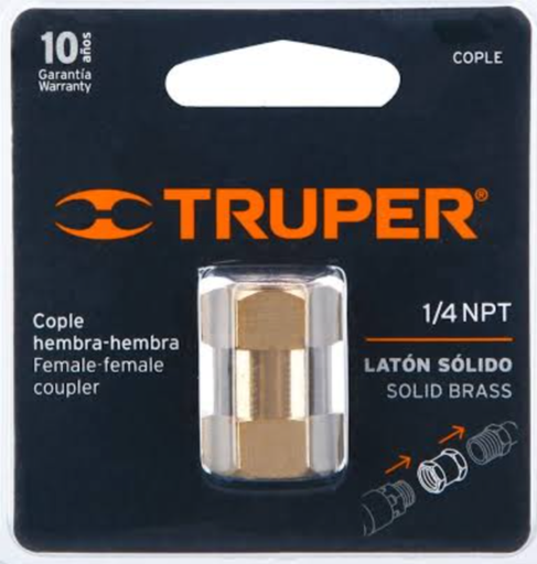 COPLE DE LATON TIPO FF CUERDA 1/4 NPT TRUPER (19025)