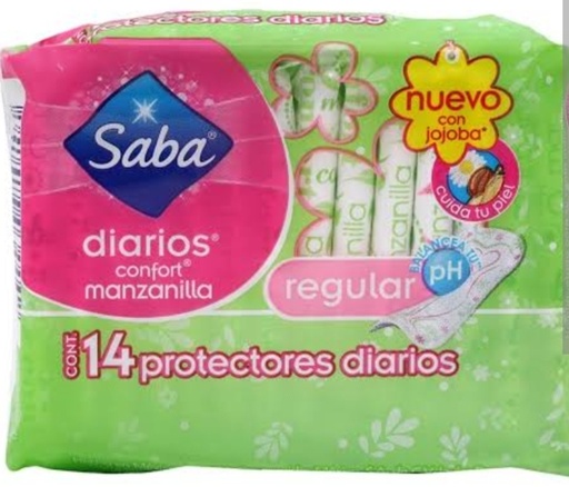 SABA DIARIOS CONFORT MANZANILLA REGULAR 14 PIEZAS 
