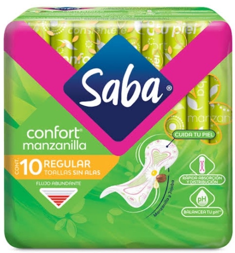 SABA CONFORT MANZANILLA REGULAR SIN ALAS 10 PIEZAS