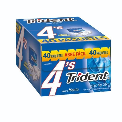 TRIDENT 4S MENTA 208 G / 40 PIEZAS