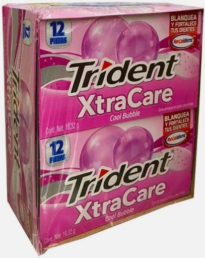 TRIDENT XTRA CARE COOL BUBBLE 163.2 G / 12 PIEZAS