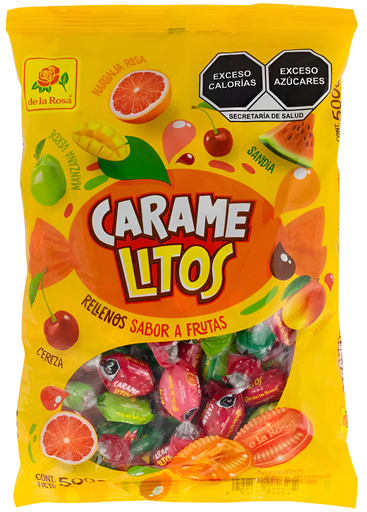 DE LA ROSA CARAMELITOS RELLENOS SABOR A FRUTAS 500 G / 100 PIEZAS 725226005294