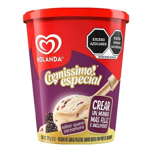 HELADO CREMISSIMO ESPECIAL QUESO CON ZARZAMORA 900 ML