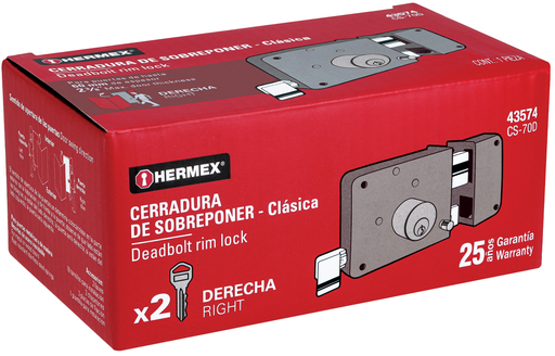 CERRADURA SOBREPONER DER CLASICA LLAVE TRADICIONAL CAJA (43574)