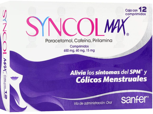 SYNCOL MAX PARACETAMOL 650 MG/CAFEINA 60 MG/PIRILAMINA 15 MG (INDIVIDUAL)