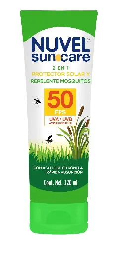 NUVEL SUNCARE 2 EN 1 50 FPS PROTECTOR SOLAR Y REPELENTE MOSQUITOS 120 ML