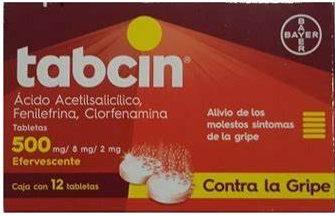 TABCIN EFERVESCENTE ACIDO ACETILSALICILICO 500 MG/FENILEFRINA 8 MG/CLORFENAMINA 2 MG (INDIVIDUAL)