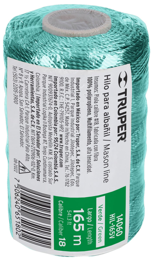 CARRETE CON 165 M DE HILO PARA ALBAÑIL VERDE TRUPER (14060)